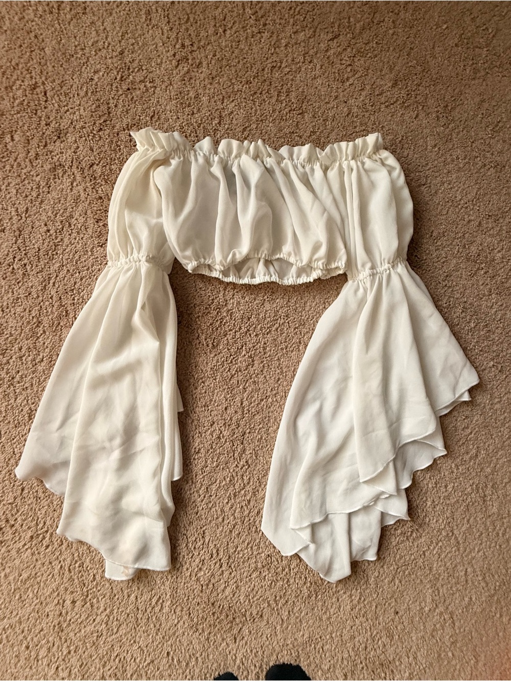 Nasty Gal White Ruffled Off-Shoulder Crop